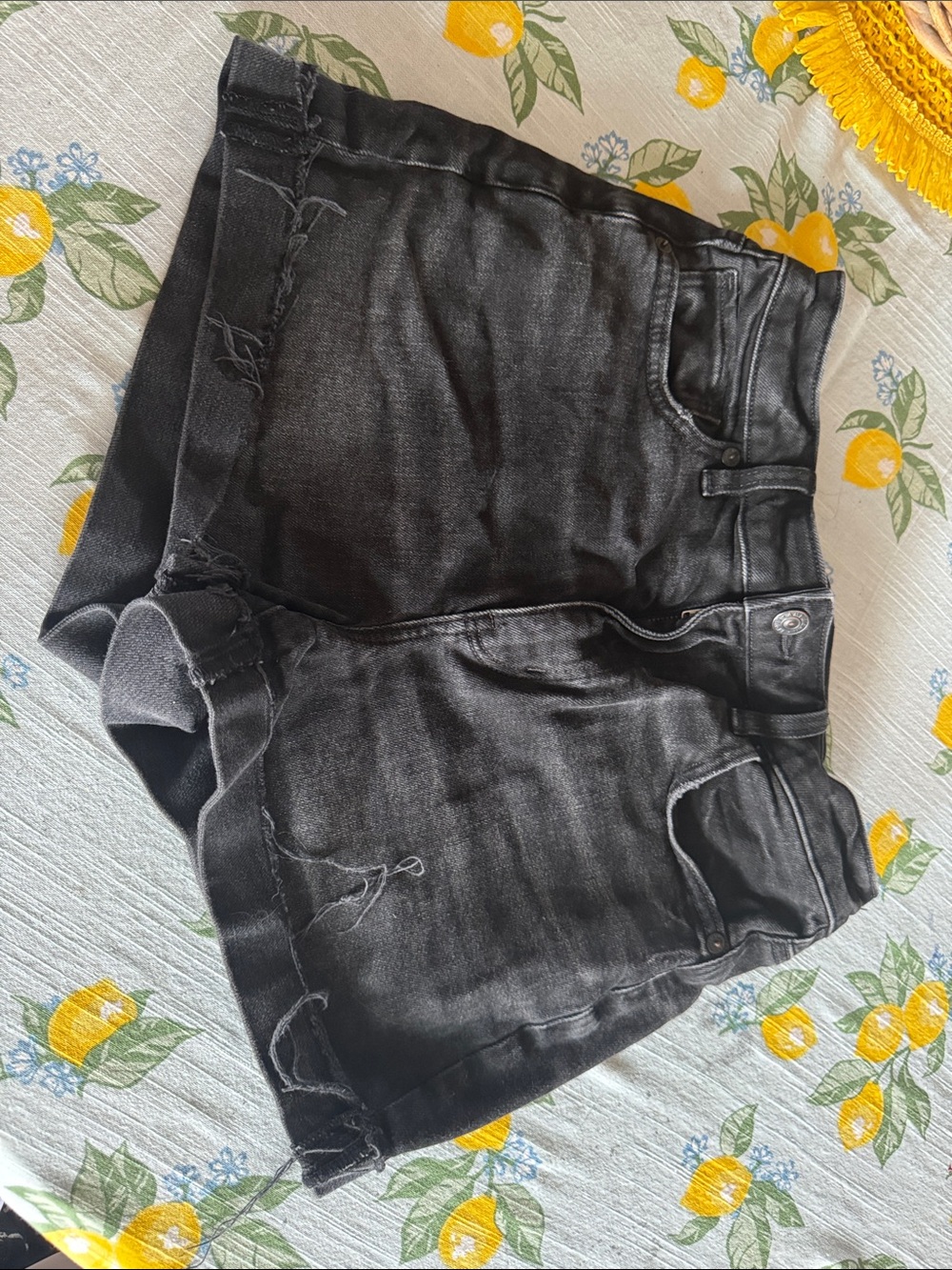 American Eagle Outfitters Black Distressed Denim Shorts